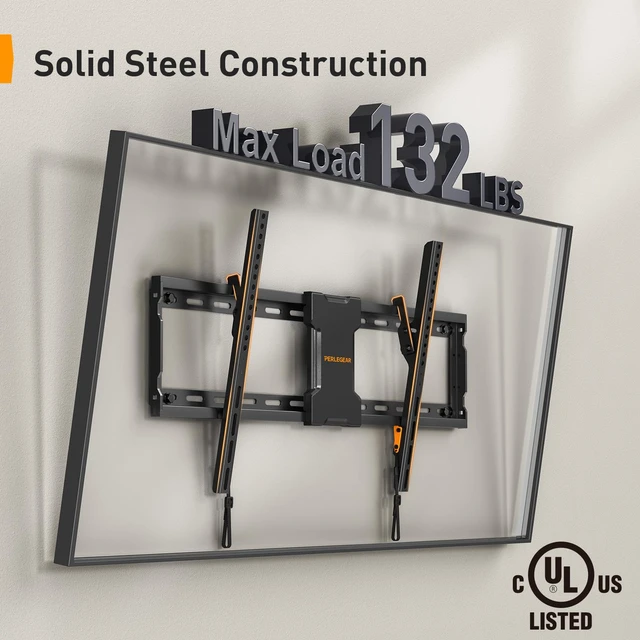 Alt view image 3 of 6 - Tilting TV Wall Mount for 3782 inch TVs up to 132 lbs 1.5 low profile, fits 16/18/24 studs, easy lock & unlock design, 65 tilt tv wall mount max VESA 600x400mm, PGLT2