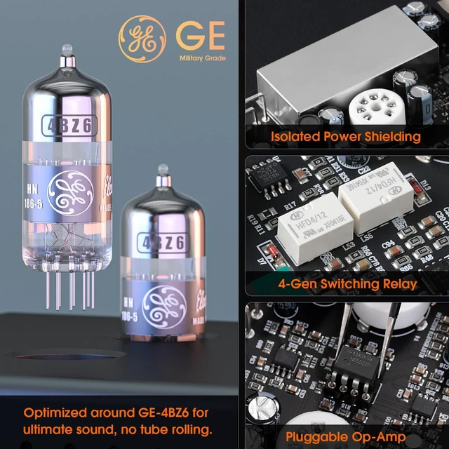 Alt view image 5 of 7 - H5 Tube Phono Preamp for Turntable, MM Preamplifier w/HPF & LPF SUB Out + 20Hz HPF + 180-250Hz LPF + ±6dB Tone Control + GE 4BZ6 for Vinyl Record Player Setup