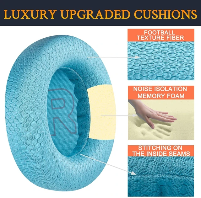 Alt view image 6 of 6 - Mesh Earpads for Arctis Nova Pro Wired, Nova 7/5/4/3/1 - Aqua (Not Fit Nova Pro Wireless), for Arctis Nova Pro Wired, Nova (1/1X/1P/3/3P/3X/4/4P/4X/5/5P/5X/7/7X/7P) Headphones