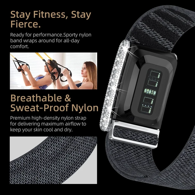 Alt view image 6 of 7 - Diamond Nylon Sport Band Compatible for Whoop 5.0 Bands One Peak Breathable Adjustable Shiny Rhinestone Replacement Wristband Strap for Whoop Band 5.0,NOT Compatible for Life/MG or Whoop 4.0