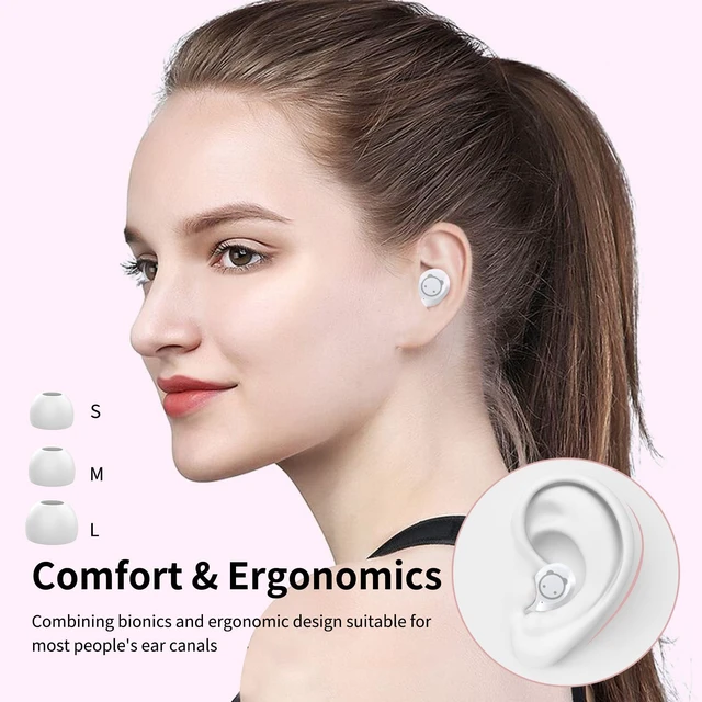 Alt view image 3 of 7 - Bluetooth Earbuds Pink Wireless Earbud for Kids 36H Playtime IPX5 Waterproof Noise Reduction Cordless Girls Headphones USB-C LED Display Cartoon Kids Earphones