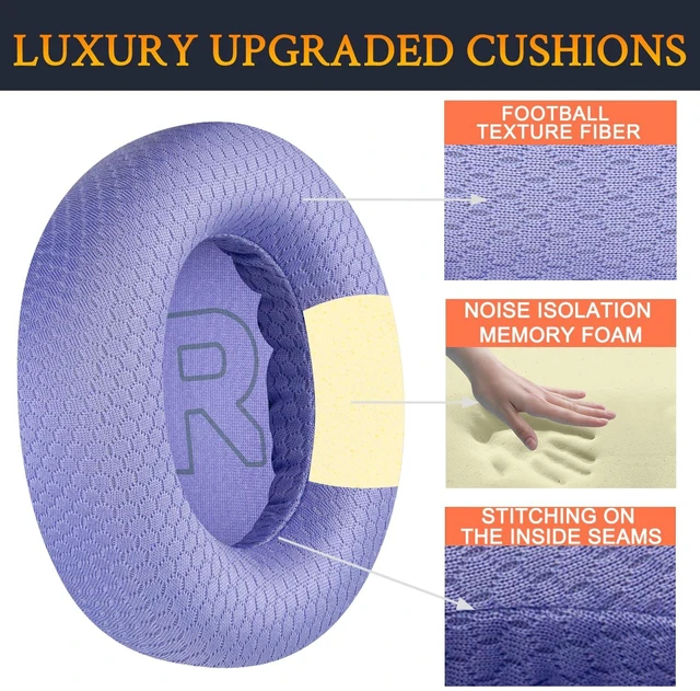Alt view image 6 of 6 - Mesh Earpads for Arctis Nova Pro Wired, Nova 7/5/4/3/1 - Lavender (Not Fit Nova Pro Wireless), for Arctis Nova Pro Wired, Nova (1/1X/1P/3/3P/3X/4/4P/4X/5/5P/5X/7/7X/7P) Headphones