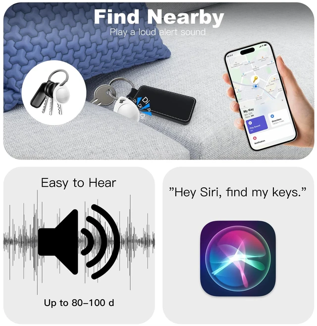 Alt view image 4 of 7 - Smart Tracker Tags, Apple MFi Certified Item Locator for Apple Find My (iOS), Key Wallet Luggage Pet Finder (1Pcs/White) - Included Battery May be Drained