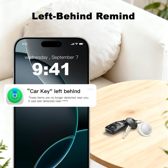 Alt view image 5 of 7 - Smart Tracker Tags, Apple MFi Certified Item Locator for Apple Find My (iOS), Key Wallet Luggage Pet Finder (1Pcs/White) - Included Battery May be Drained