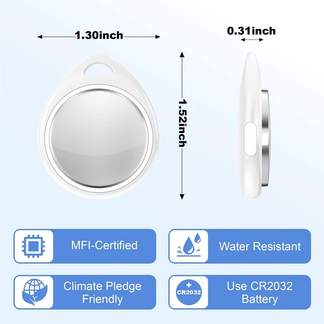 Alt view image 6 of 7 - Smart Tracker Tags, Apple MFi Certified Item Locator for Apple Find My (iOS), Key Wallet Luggage Pet Finder (1Pcs/White) - Included Battery May be Drained