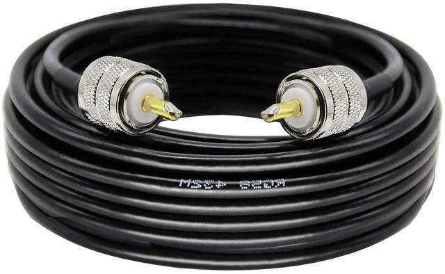 Main image of CB Coax Cable 33 Feet Solid Copper, UHF Male PL-259 to UHF Male PL-259 Low Loss, RG58 Coaxial Cable 50 Ohm Coax for CB Radio, Ham Radio, SWR Meter, Police Scanner, Antenna Tuner (33FT)