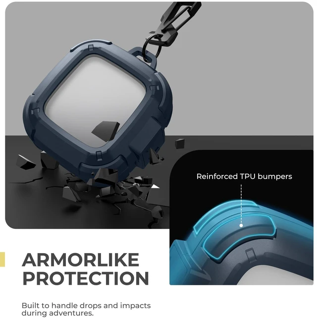 Alt view image 4 of 7 - for SHOKZ OpenFit Air Case with Drop-Proof Lock, Shockproof Rugged Bumper Cases Protective Cover with Carabiner & Keyring & Cleaner Kit Blue