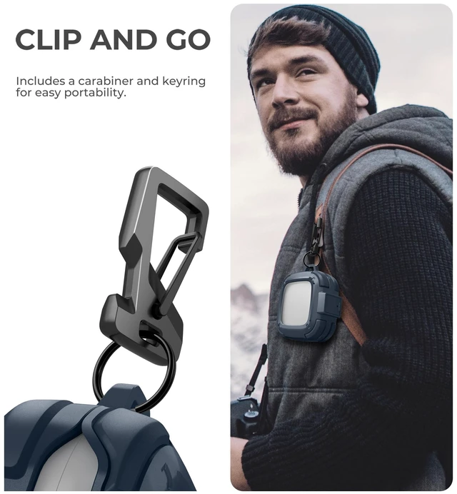 Alt view image 5 of 7 - for SHOKZ OpenFit Air Case with Drop-Proof Lock, Shockproof Rugged Bumper Cases Protective Cover with Carabiner & Keyring & Cleaner Kit Blue