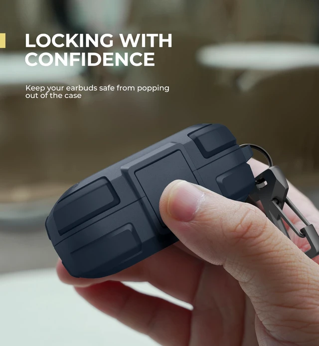 Alt view image 3 of 7 - for SHOKZ OpenFit Air Case with Drop-Proof Lock, Shockproof Rugged Bumper Cases Protective Cover with Carabiner & Keyring & Cleaner Kit Blue