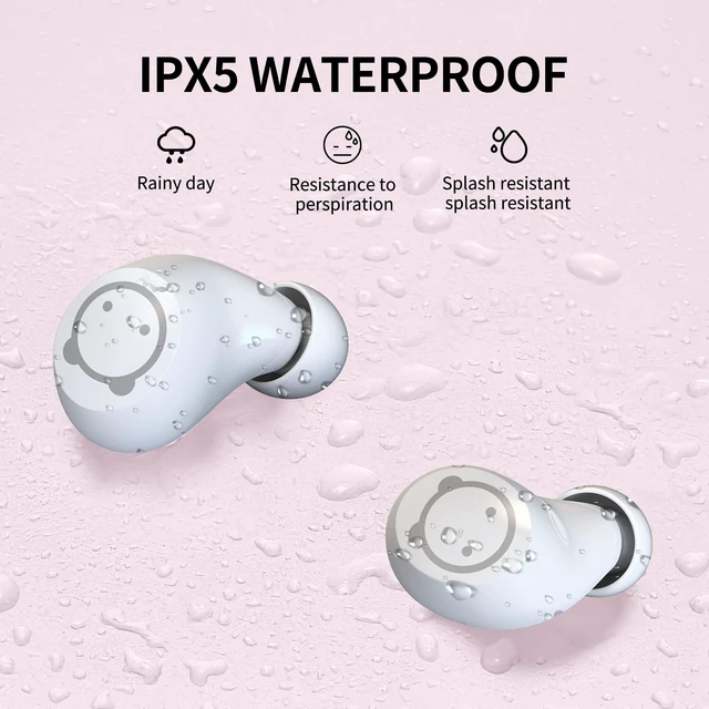 Alt view image 5 of 7 - Bluetooth Earbuds Pink Wireless Earbud for Kids 36H Playtime IPX5 Waterproof Noise Reduction Cordless Girls Headphones USB-C LED Display Cartoon Kids Earphones