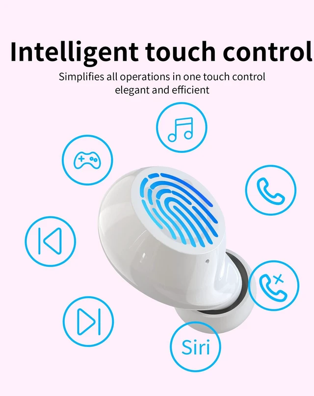 Alt view image 6 of 7 - Bluetooth Earbuds Pink Wireless Earbud for Kids 36H Playtime IPX5 Waterproof Noise Reduction Cordless Girls Headphones USB-C LED Display Cartoon Kids Earphones