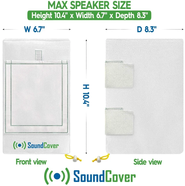Alt view image 2 of 6 - Two White Waterproof 600D Outdoor Speaker Covers for C-Bracket Mounted Speakers Fits Yamaha NS-AW150, Polk Audio Atrium 5 (Max Dimensions: H 12.8" x W 7.9" x D 8.9")