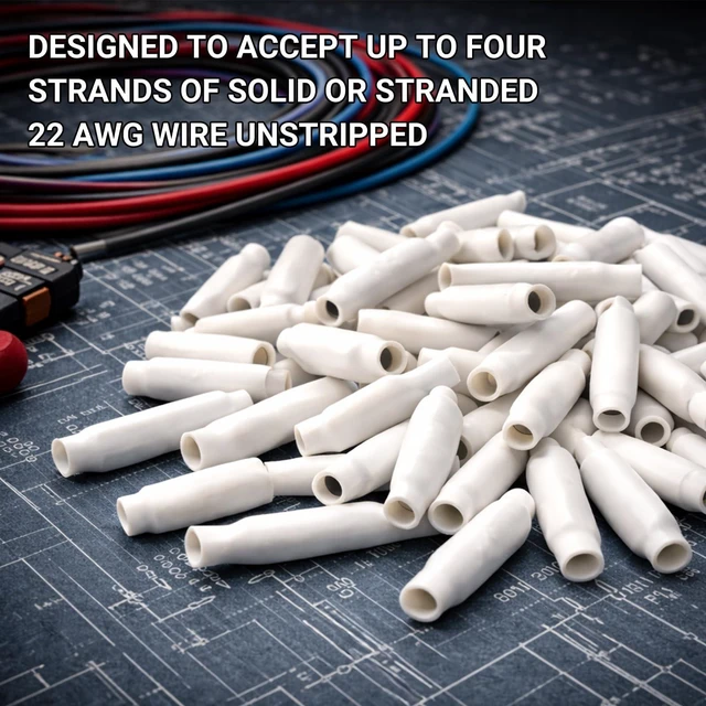Alt view image 5 of 5 - Low Voltage Wire Connectors, Dry B-Connectors Wire SplicesWire Crimp Bean Type Splice for Low Voltage, White (300 PCS)