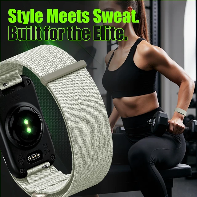 Alt view image 6 of 7 - Elastic Nylon Strap Compatible for Garmin Cirqa Smart Band Breathable Sport Replacement Bands with Quick Adjust System for Men Women,Adjustable Wristband Accessories for Gym Running