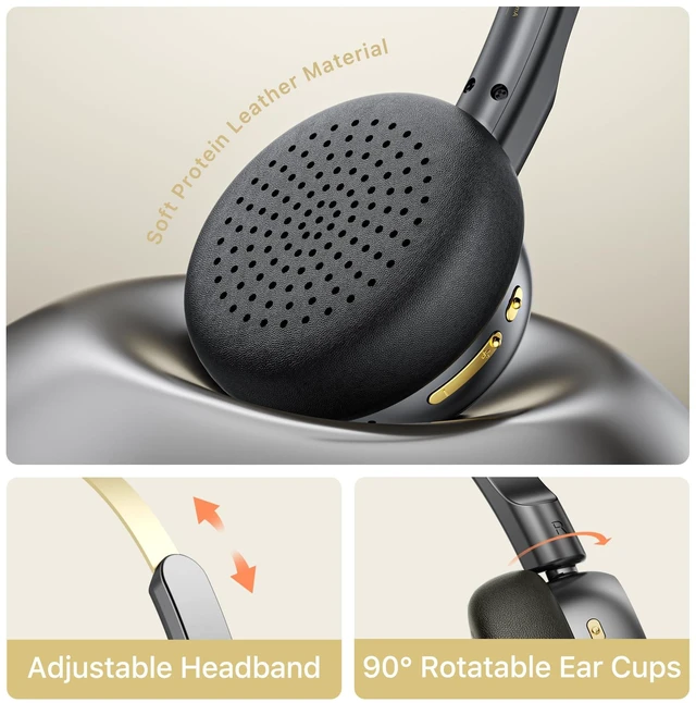 Alt view image 3 of 7 - R1 Retro Wireless Bluetooth Headphones, 60H Playtime, Comfortable Fit 38ms Low Latency, Multipoint Connect, Built-in Mic, App Customize, Multiple Color, Throwback 80s 90s, Daily