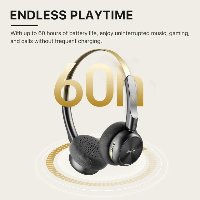 Alt view image 6 of 7 - R1 Retro Wireless Bluetooth Headphones, 60H Playtime, Comfortable Fit 38ms Low Latency, Multipoint Connect, Built-in Mic, App Customize, Multiple Color, Throwback 80s 90s, Daily