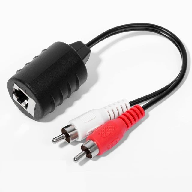 Alt view image 3 of 7 - Stereo DC3.5mm Stereo and RCA Red White Audio Signal Balun Over Cat5/6 Cable (Pack of 2)