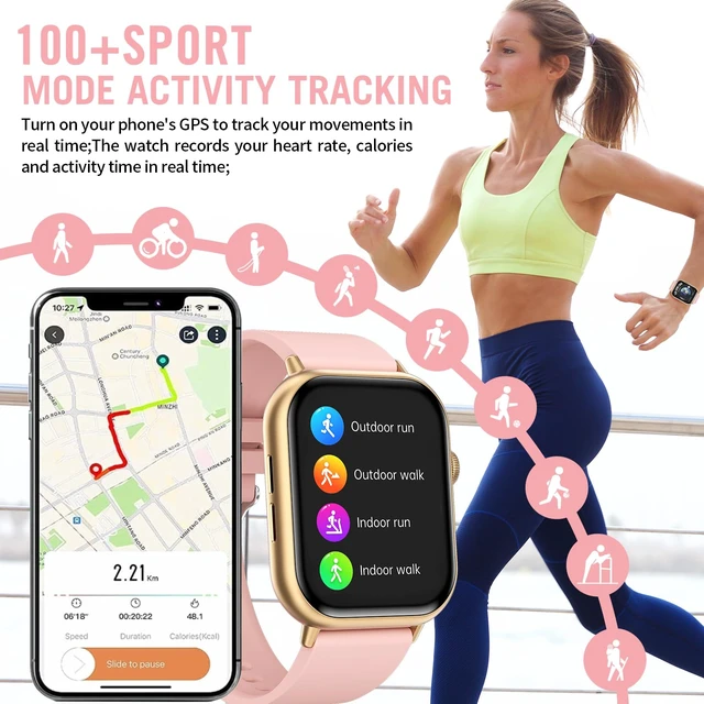 Alt view image 4 of 7 - Smart Watches for Men Women, 2.01" HD Screen Fitness Tracker Watch with Blood Pressure/Heart Rate/Sleep Monitor, Smart Watch for Android iOS Phones, IP67 Waterproof Sport Watch (Pink)