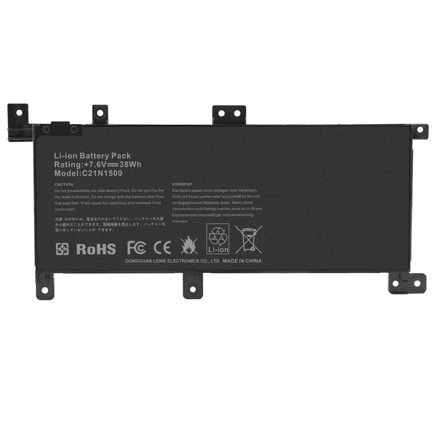 Alt view image 2 of 7 - C21N1509 Battery for ASUS Notebook Vivobook A556 A556U F556 F556U K556 K556U X556 X556UA,C21N15WZ C21PQ9H 0B200-01750000