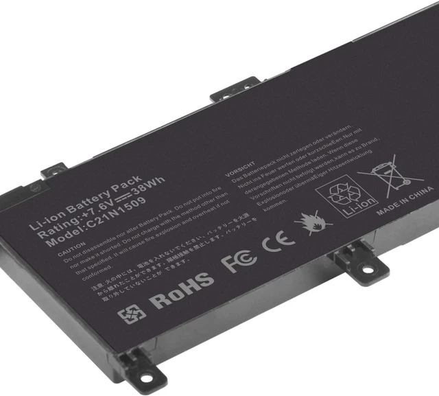 Alt view image 3 of 7 - C21N1509 Battery for ASUS Notebook Vivobook A556 A556U F556 F556U K556 K556U X556 X556UA,C21N15WZ C21PQ9H 0B200-01750000