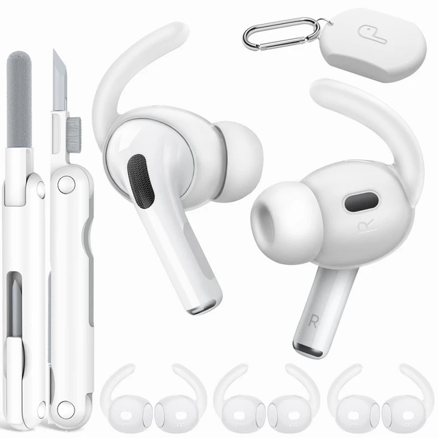 Main image of 4 Paris for AirPods Pro 2 Ear Hooks, Anti-Slip Ear Tips (Transparent) Silicone, Soft, Skin-friendly, Comfortable to Wear, Fits All Ear Shapes, with Cleaning Pen/Carabiner/Storage Pouch