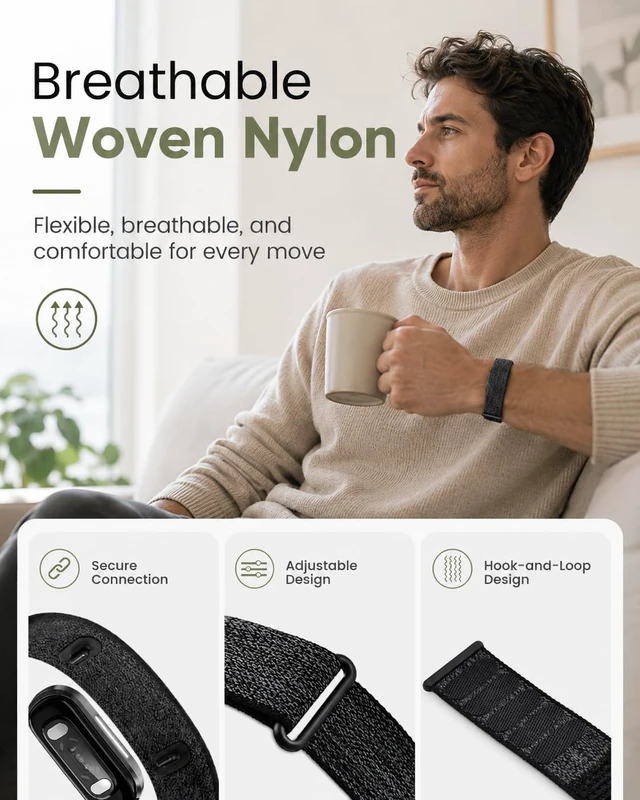 Alt view image 3 of 6 - Nylon Band Compatible with Hume Band 2.0 Adjustable Hook & Loop Design, Soft Breathable Nylon Wristband for Hume Band 2.0