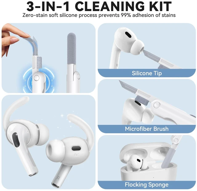 Alt view image 5 of 7 - 4 Paris for AirPods Pro 2 Ear Hooks, Anti-Slip Ear Tips (Transparent) Silicone, Soft, Skin-friendly, Comfortable to Wear, Fits All Ear Shapes, with Cleaning Pen/Carabiner/Storage Pouch