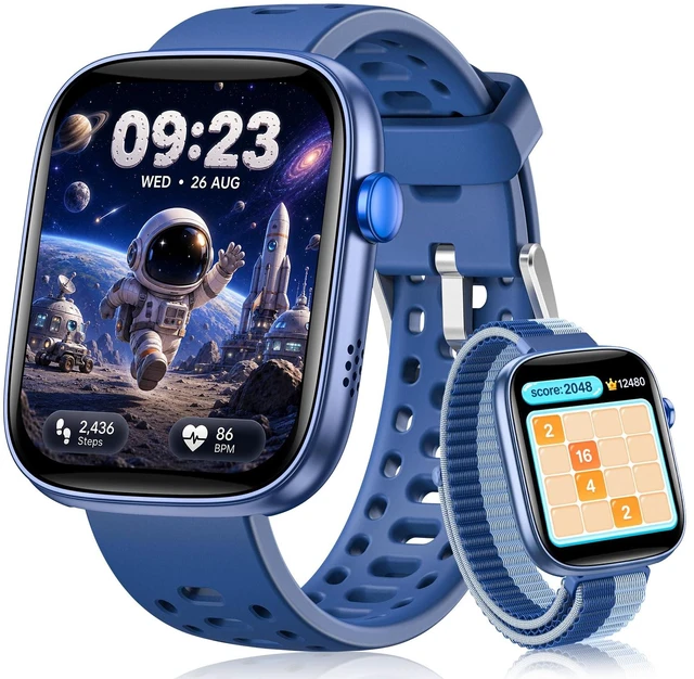 Main image of Kids Smart Watch with No Phone Needed, IP68 Waterproof, for Child Ages 5-12 1.83" Fitness smartwatch 80+ Sports Modes, Heart Rate, Sleep Monitor, Step Counter, Puzzle Games, Gifts for Boys Girls, Blue