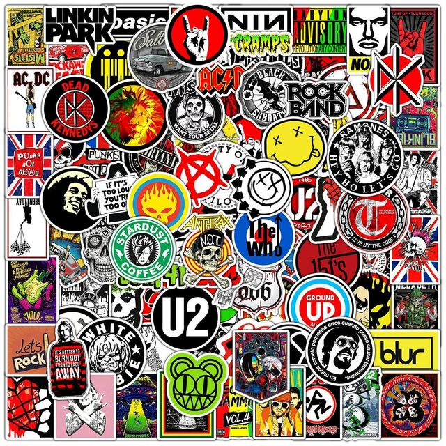 Main image of 100 PCS Music Themed Graffiti Stickers, Multicolor Vinyl Waterproof Aesthetic Stickers for Water Bottles, Laptop, Phone, Guitar, Skateboard, Motorcycle