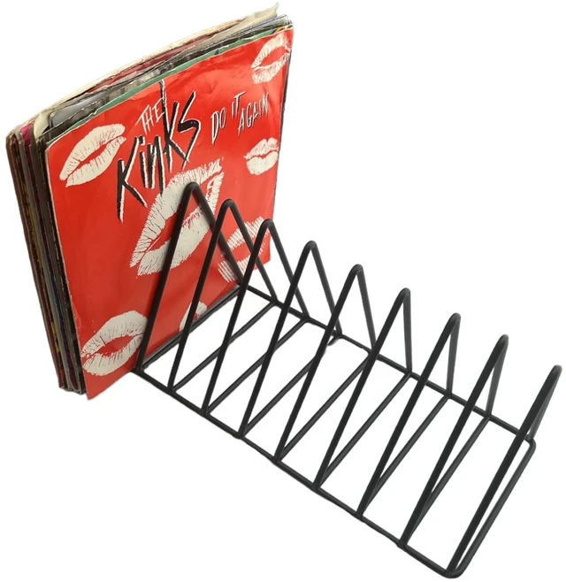 Alt view image 5 of 7 - 45rpm Vinyl Record Storage Rack - Premium 7inch Holder Stand Metal Wire Display Holds up to 50 Album Lp's - Simple and Contemporary Shelf Concept Design for 7" Records
