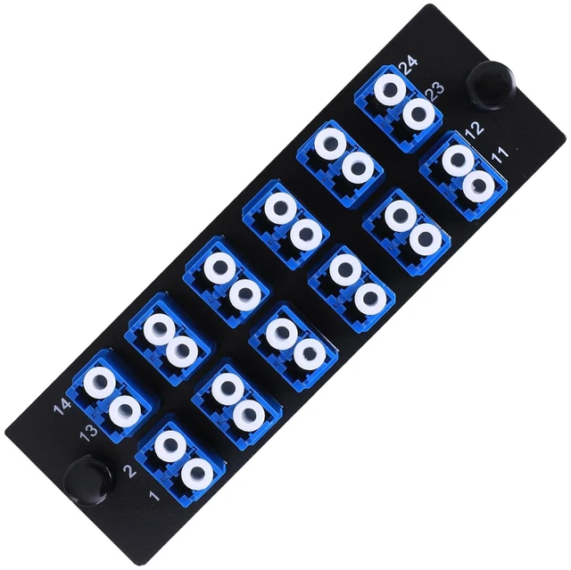 Main image of 12 Duplex LC Adapters LGX Footprint Fiber Patch Panel Loaded 24 Fiber Ports Couplers Enclosure - LC UPC Blue Compatible with SingleMode Multimode 1.25G/10GB OS1-2/OM3