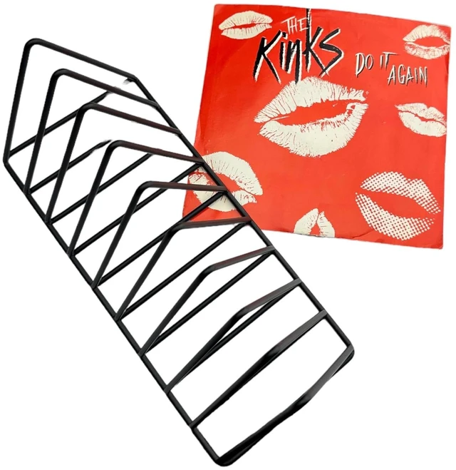 Alt view image 7 of 7 - 45rpm Vinyl Record Storage Rack - Premium 7inch Holder Stand Metal Wire Display Holds up to 50 Album Lp's - Simple and Contemporary Shelf Concept Design for 7" Records
