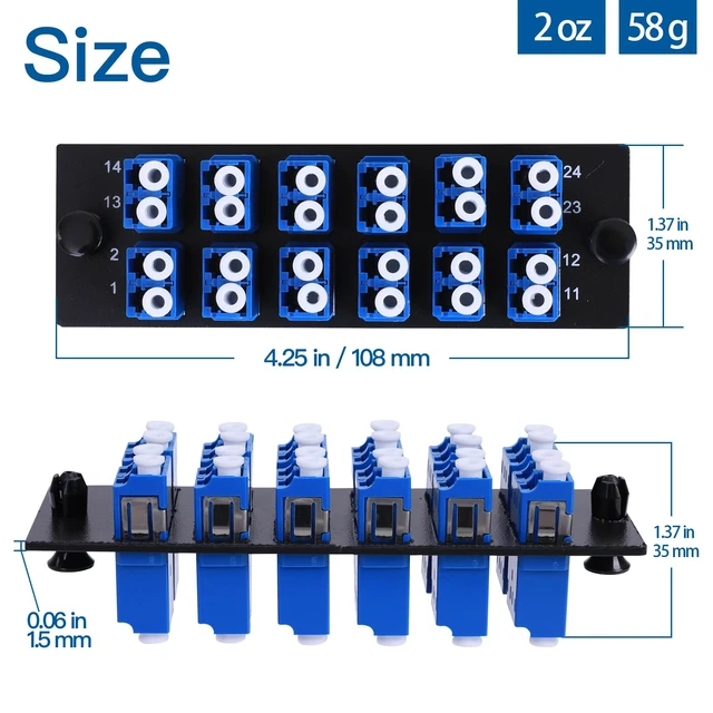 Alt view image 5 of 7 - 12 Duplex LC Adapters LGX Footprint Fiber Patch Panel Loaded 24 Fiber Ports Couplers Enclosure - LC UPC Blue Compatible with SingleMode Multimode 1.25G/10GB OS1-2/OM3