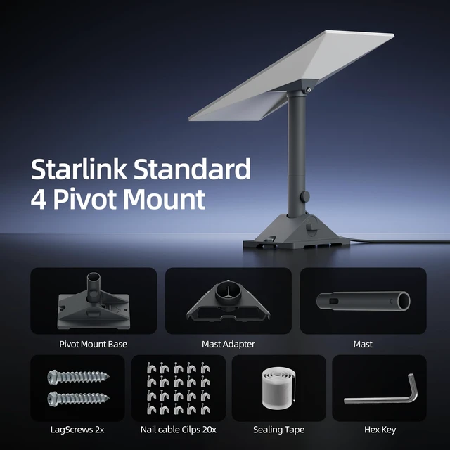 Alt view image 3 of 7 - Starlink Roof Mount, Starlink Standard 4/Gen 3 Pivot Wall Mount Aluminum