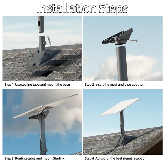 Alt view image 6 of 7 - Starlink Roof Mount, Starlink Standard 4/Gen 3 Pivot Wall Mount Aluminum