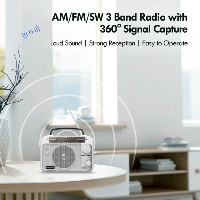 Alt view image 2 of 7 - AM/FM/SW1-2 Shortwave Transistor Radio, AC or Battery Operated Transistor Radio with Best Reception, Big Speaker, Precise Tuning Knob, Aux In, 3.5Mm Earphone Jack