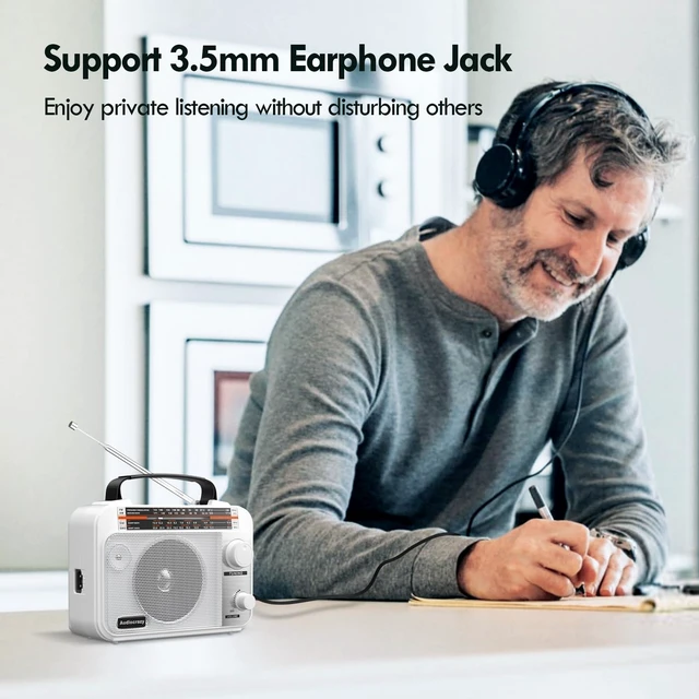 Alt view image 5 of 7 - AM/FM/SW1-2 Shortwave Transistor Radio, AC or Battery Operated Transistor Radio with Best Reception, Big Speaker, Precise Tuning Knob, Aux In, 3.5Mm Earphone Jack