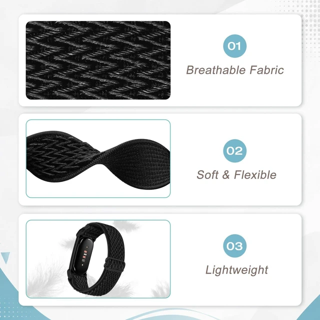 Alt view image 3 of 7 - Elastic Bands Compatible with Google Fitbit Air Watch Bands, 5 Pack Adjustable Nylon Loop Sport Straps Replacement Wristband for Fitbit Air Women Men