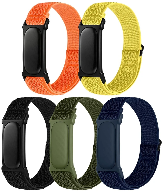 Main image of Elastic Bands Compatible with Google Fitbit Air Watch Bands, 5 Pack Adjustable Nylon Loop Sport Straps Replacement Wristband for Fitbit Air Women Men
