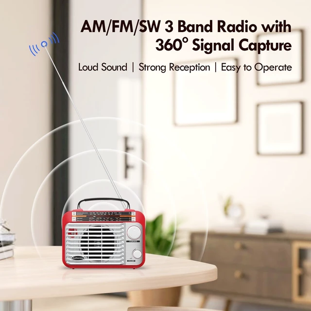 Alt view image 2 of 7 - AM/FM/SW1-2 Radio Shortwave Transistor Radio AC or Battery Operated with Best Reception Big Speaker and Precise Tuning Knob with AUX in & 3.5mm Earphone Jack