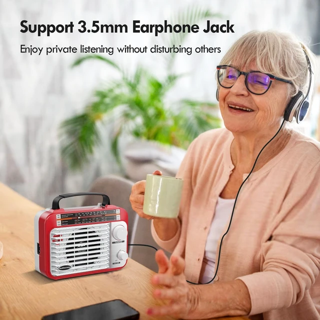 Alt view image 5 of 7 - AM/FM/SW1-2 Radio Shortwave Transistor Radio AC or Battery Operated with Best Reception Big Speaker and Precise Tuning Knob with AUX in & 3.5mm Earphone Jack