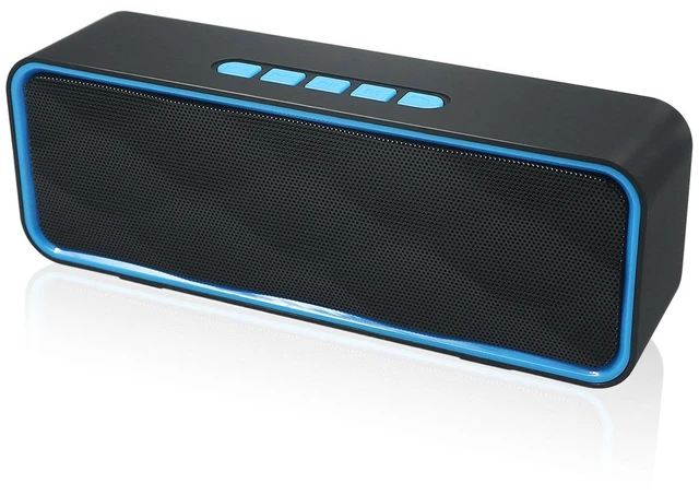 Main image of Wireless Bluetooth Speaker with AUX/USB/TF Card Slot, Outdoor Portable Stereo Speaker with HD Audio, Enhanced Bass, Dual-Driver, Handsfree Calling, FM Radio for Travel, Party (Blue)
