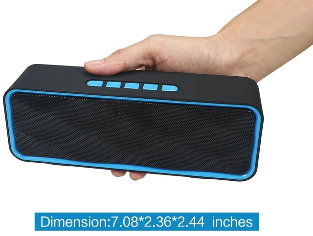 Alt view image 3 of 7 - Wireless Bluetooth Speaker with AUX/USB/TF Card Slot, Outdoor Portable Stereo Speaker with HD Audio, Enhanced Bass, Dual-Driver, Handsfree Calling, FM Radio for Travel, Party (Blue)