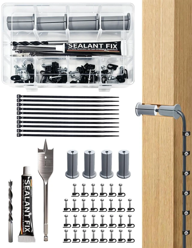 Main image of Starlink Cable Routing Kit Wall Pass Through Grommet Mounting Kit Includes 1" Spade Bit & 5/16" Bit, wire clips and cable ties. Fits Starlink Gen 2/3 & Mini Dish for Ethernet installation