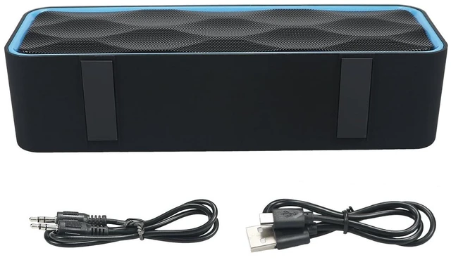 Alt view image 6 of 7 - Wireless Bluetooth Speaker with AUX/USB/TF Card Slot, Outdoor Portable Stereo Speaker with HD Audio, Enhanced Bass, Dual-Driver, Handsfree Calling, FM Radio for Travel, Party (Blue)