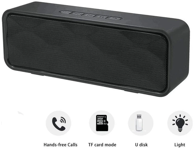 Alt view image 4 of 7 - Wireless Bluetooth Speaker with AUX/USB/TF Card Slot,Outdoor Portable Stereo Speaker with HD Audio,Enhanced Bass, Dual-Driver,Handsfree Calling, FM Radio Speaker for Travel,Party (Black)