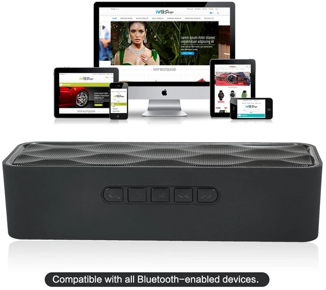 Alt view image 6 of 7 - Wireless Bluetooth Speaker with AUX/USB/TF Card Slot,Outdoor Portable Stereo Speaker with HD Audio,Enhanced Bass, Dual-Driver,Handsfree Calling, FM Radio Speaker for Travel,Party (Black)