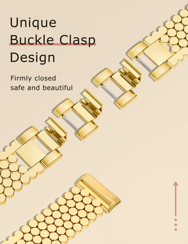 Alt view image 3 of 6 - Metal Bands Compatible with Fitbit Sense 2/Versa 4/Versa 3/Sense Bands Women, Dressy Stainless Steel Chain Honeycomb Designer Luxury Chic Link Bracelet Wristband Replacement Strap for Versa 4