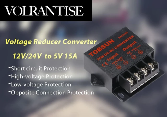 Alt view image 2 of 7 - DC 12V/24V to 5V 15A Step Down Converter - Voltage Regulator Buck Converter Power Supply Transformer