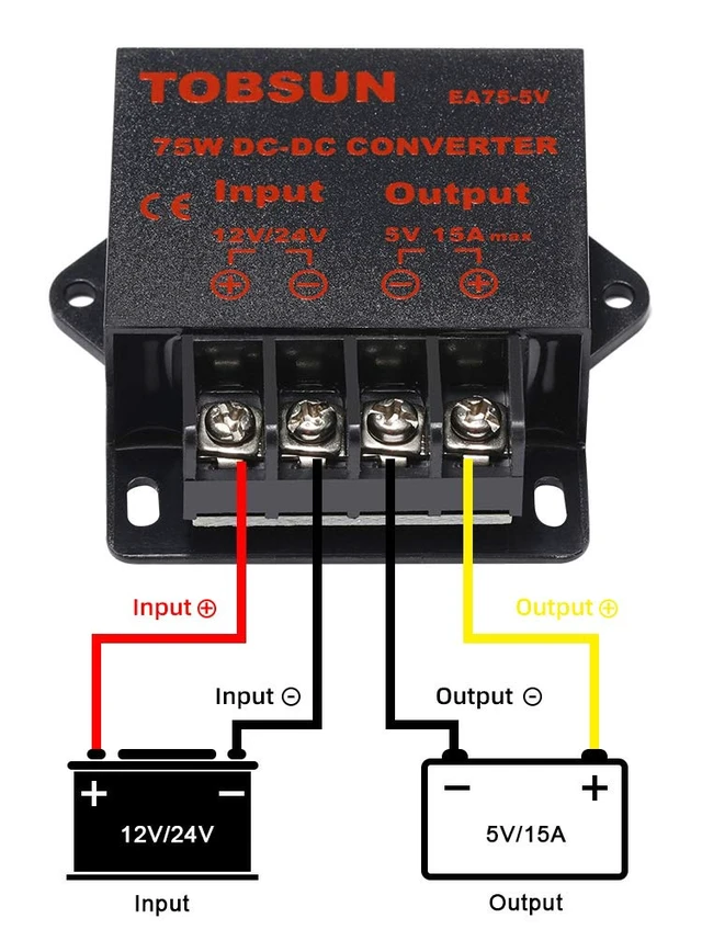 Alt view image 5 of 7 - DC 12V/24V to 5V 15A Step Down Converter - Voltage Regulator Buck Converter Power Supply Transformer